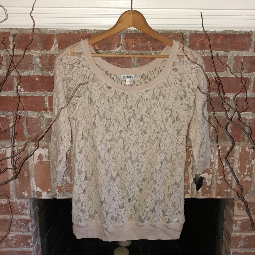 Express 3/4 Sleeve Lace Top